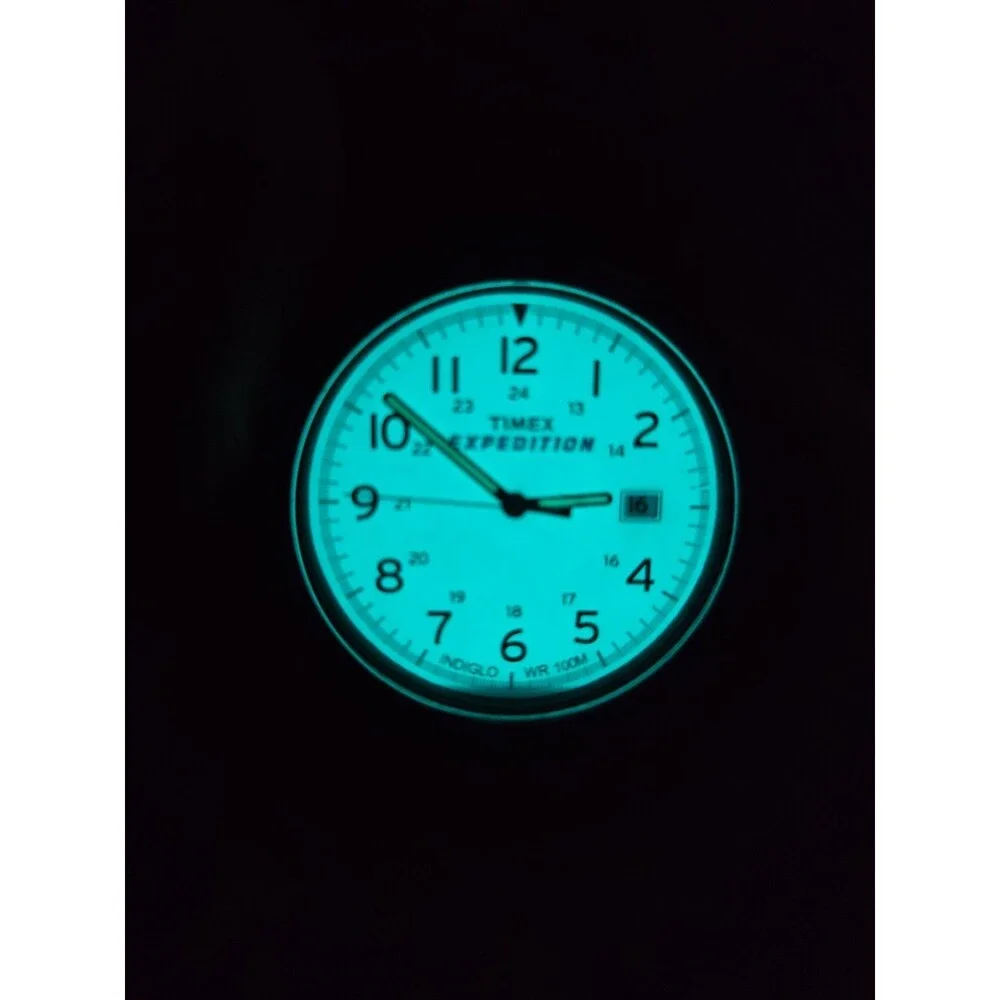 Timex Expedition Camper 38mm White Dial Indiglo Date 100M Mens Watch New Battery